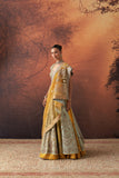 YELLOW & AQUA DUPION EMB. LEHENGA SET(KA-01B) (4 PCS)