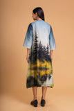 BLUES CHANDERI PRINTED DRESS (1 PC)