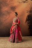 HOT PINK TISSUE MULTIKALI EMB. LEHENGA SET (EVO-09) (3 PCS)