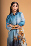 SHADES OF BLUE SILK CHANDERI PRINTED TUNIC (1 PC)