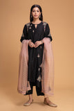 BLACK DUPION EMB. KURTA SET (3 PCS)
