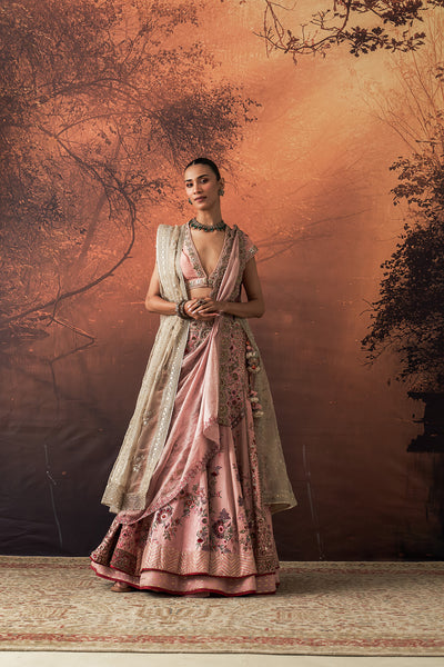 OLD ROSE EMB. MULTIKALI LEHENGA SET (EVO-10) (2 PCS)