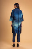 DARK BLUE CHANDERI PRINTED SHIRT (1 PC)