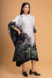 BLACK & WHITE CHANDERI PRINTED KAFTAAN (1 PC)