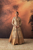 GOLD SILK TISSUE HEAVY EMB. LONG JACKET SET (3 PCS)