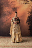 GOLD SILK TISSUE PRINTED & EMB. LEHENGA SET (EVO-07) (4 PCS)