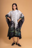 BLACK & WHITE CHANDERI PRINTED KAFTAAN (1 PC)