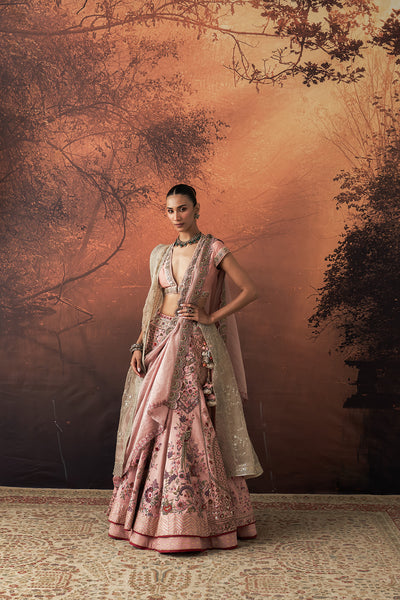 OLD ROSE EMB. MULTIKALI LEHENGA SET (EVO-10) (2 PCS)