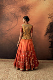 ORANGE & YELLOW TISSUE BROCADE EMB. LEHENGA SET (MH-01C) ( 5 PCS)