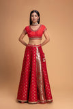 RED BROCADE LEHENGA SET (3 PCS)