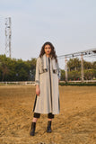 GREY HANDWOVEN COTTON LONG TRENCH COAT (1 PC)