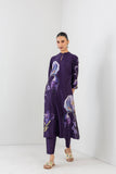 VIOLET ABYSS SILK CHANDERI IRIS LILY PRINTED TUNIC (1 PC)