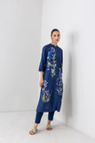 MIDNIGHT INDIGO SILK CHANDERI FLORAL PRINTED TUNIC (1 PC)