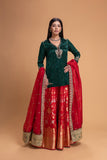RED BROCADE LEHENGA SET (2 PCS)