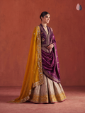 A TIMELESS ENSEMBLE BLENDING RICH WINE HUES, MUSTARD ACCENTS AND EXQUISITE TRADITIONAL EMBROIDERY. (5PCS)