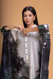 BLACK & WHITE CHANDERI PRINTED KAFTAAN (1 PC)