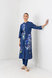 MIDNIGHT INDIGO SILK CHANDERI FLORAL PRINTED TUNIC (1 PC)