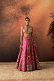 HOT PINK TISSUE MULTIKALI EMB. LEHENGA SET (EVO-09) (3 PCS)