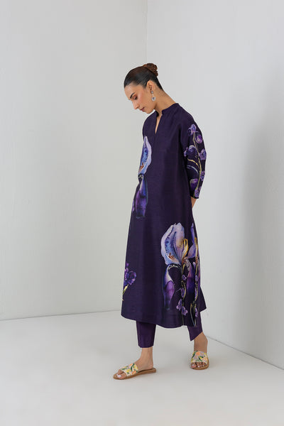 EGGPLANT PURPLE DUPION IRIS LILY PRINTED TUNIC (1 PC)