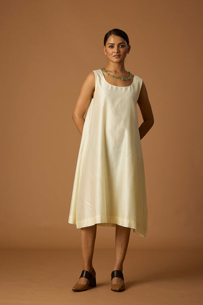 IVORY SILK ORGANZA DRESS WITH CHANDERI INNER (SV-15)