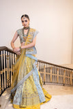 YELLOW & AQUA DUPION EMB. LEHENGA SET(KA-01B) (4 PCS)