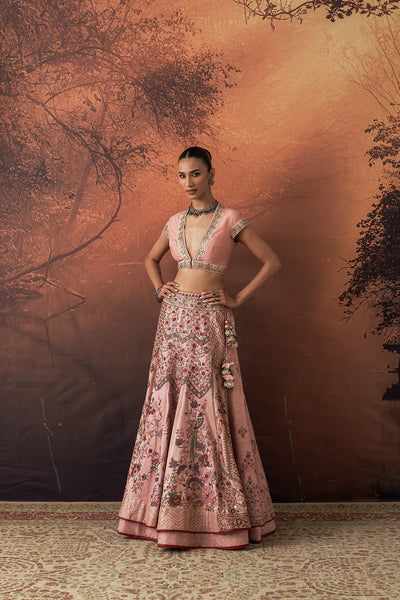 OLD ROSE EMB. MULTIKALI LEHENGA SET (EVO-10) (2 PCS)