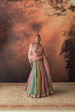 PINK & AQUA TISSUE EMB. LEHENGA SET(FB-05A) (4 PCS)