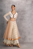 BLUSH NET PRINTED & EMBROIDERED ANARKALI SET (3 PCS)