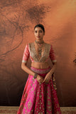 HOT PINK TISSUE MULTIKALI EMB. LEHENGA SET (EVO-09) (3 PCS)