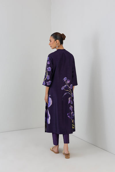 EGGPLANT PURPLE DUPION IRIS LILY PRINTED TUNIC (1 PC)