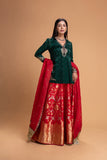 RED BROCADE LEHENGA SET (2 PCS)