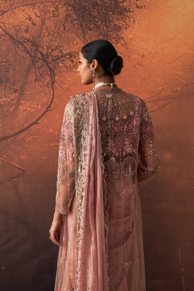 ONION PINK TUSSAR & ORGANZA EMB. TWO-PIECE SAREE SET (3 PCS)