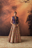 MULTICOLOUR KIMKHWA BORCADE EMB. LEHENGA SET(EVO-05) (5 PCS)