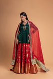 RED BROCADE LEHENGA SET (2 PCS)