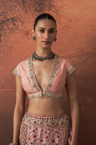 OLD ROSE EMB. MULTIKALI LEHENGA SET (EVO-10) (2 PCS)