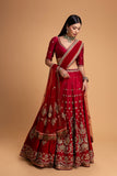 RED MUSHROO EMB LEHENGA SET (3 PCS)
