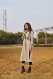 GREY HANDWOVEN COTTON LONG TRENCH COAT (1 PC)