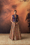 MULTICOLOUR KIMKHWA BORCADE EMB. LEHENGA SET(EVO-05) (5 PCS)
