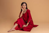 RED DUPION EMB. KURTA SET (2 PCS)