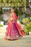 HOT PINK TISSUE MULTIKALI EMB. LEHENGA SET (EVO-09) (3 PCS)