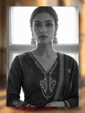 Emerald Green Kurta with Wine Crushed Skirt & Embroidered Dupatta (3PCS)