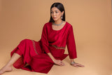RED DUPION EMB. KURTA SET (2 PCS)