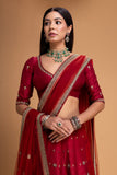 RED MUSHROO EMB LEHENGA SET (3 PCS)