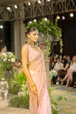 ONION PINK TUSSAR & ORGANZA EMB. TWO-PIECE SAREE SET (3 PCS)