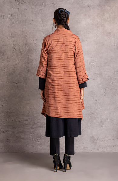 Old Rose Cotton Bagru Silk Mulmul Printed Jacket (PR-07D/JKT)