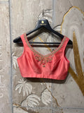 Coral chanderi embroidered blouse (BLOUSE-02)