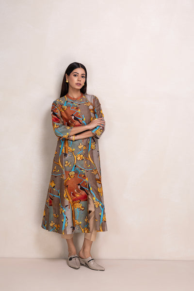 MULTICOLOR SILK CHANDERI PRINTED TUNIC (1 PC)
