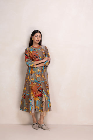 MULTICOLOR SILK CHANDERI PRINTED TUNIC (1 PC)