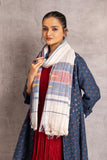 IVORY COTTON DUPATTA WITH RED AND BLUE STRIPES (SC-04/DUP)
