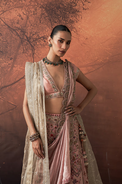 OLD ROSE EMB. MULTIKALI LEHENGA SET (EVO-10) (2 PCS)